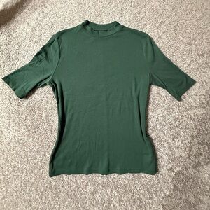 A New Day Hunter Green Ribbed Mock Neck Top Size L